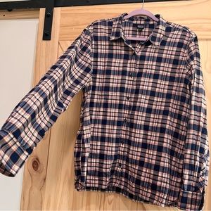 Orange and navy Patagonia flannel